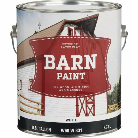 ALL-SOURCE Latex Flat Exterior Barn Paint, White, 1 Gal. W60W00831-16